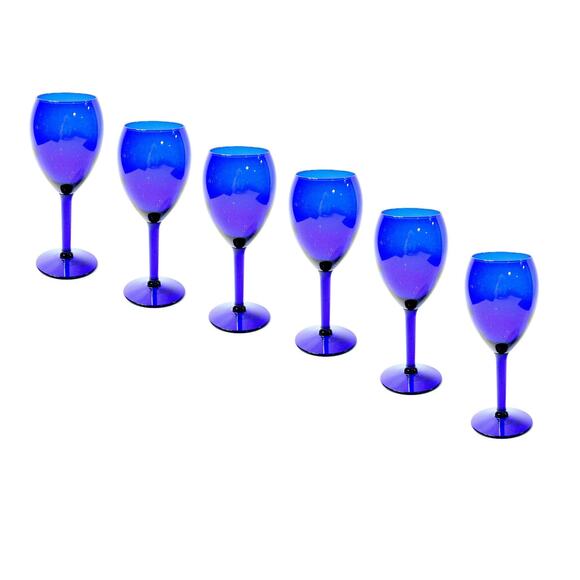 Vintage Other - Vintage French Cobalt Blue Glass Stemware Set of 6